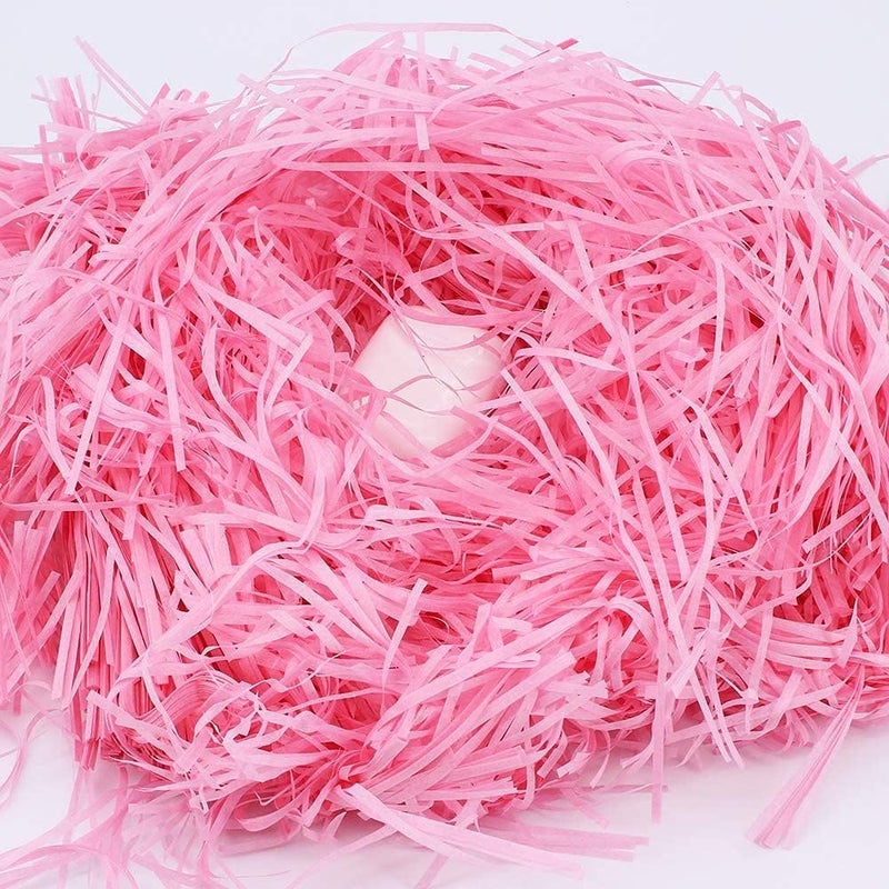 JINZOFLY Raffia Paper Shreds, 100g Valentine's Day Shredded Paper for Gift Box, easter grass Filler for Gift Wrapping & Basket Filling(Pink) - Image 1